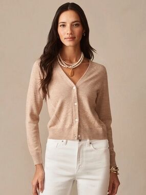 NEW! J.McLaughlin Olivette Cardigan Heather Beach Sand Beige Long Sleeve Sm $228